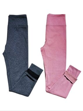 Tuff Athletics Girls Warm Fleece Lined Leggings In Heather Grey & Pink 14/16